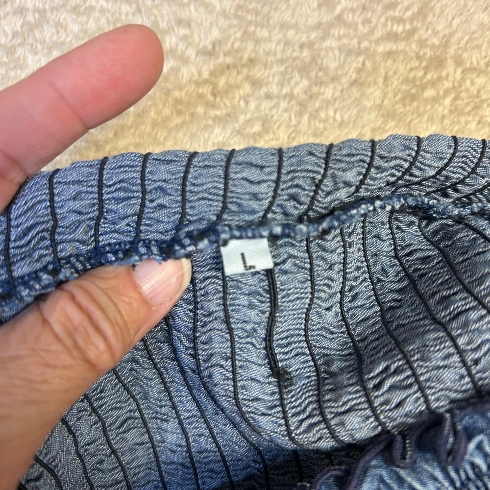 Flowers by Zoe Ellie Viv Denim Smocked Large Juniors Blue Ruffle Crop Cami tube - Picture 4 of 10